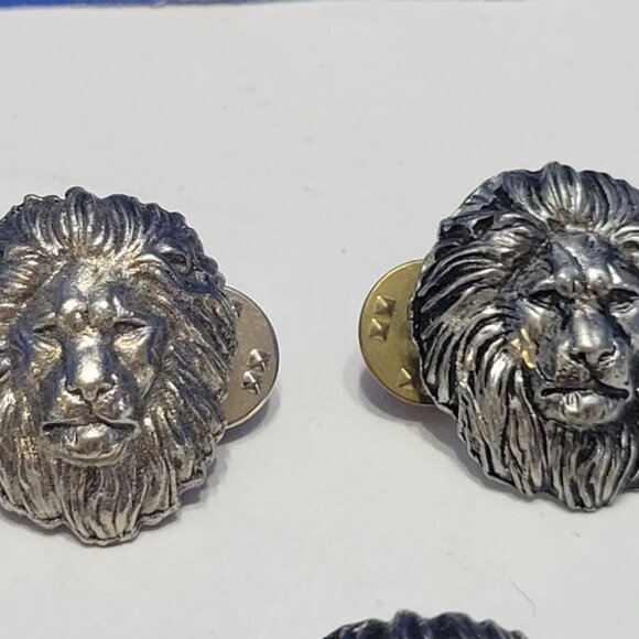 Vintage Silver Metal Lion Head Tie Pins Lot of 5 - Picture 3 of 5